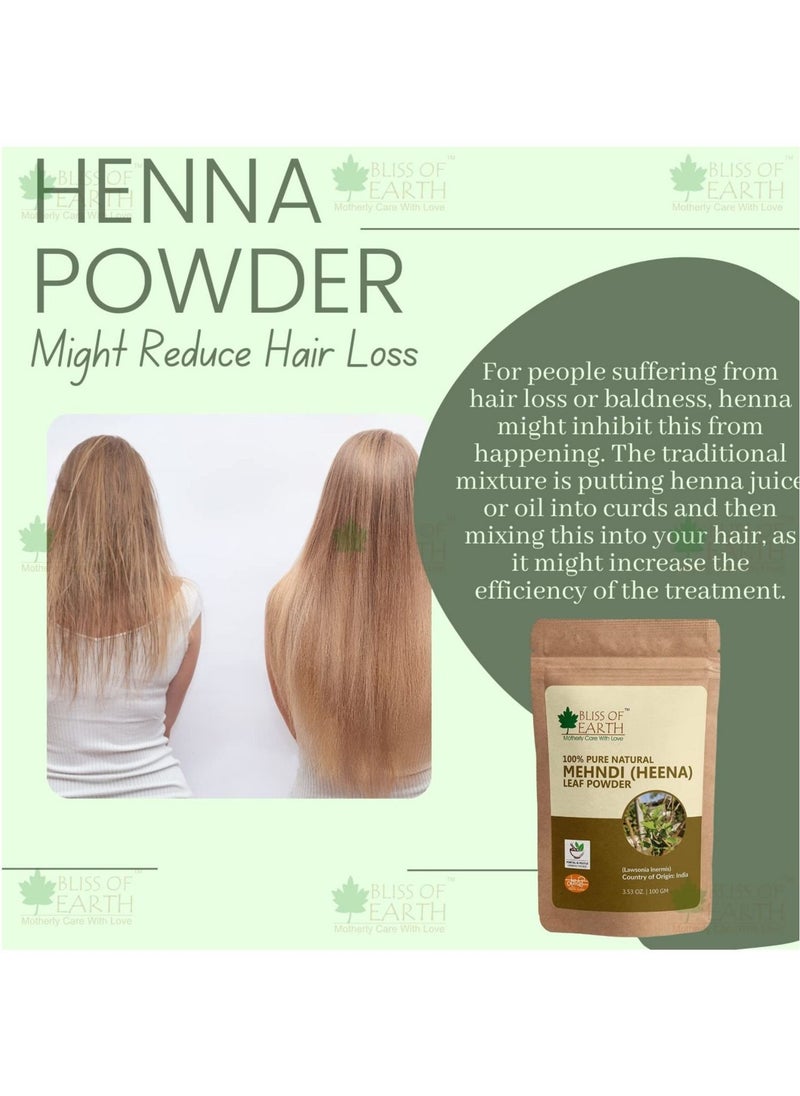 BLISS OF EARTH 100% Pure & Natural Henna Powder 100GM Natural Hair Color Shiny Hair  Mehandi Powder 100gm  - Image 4