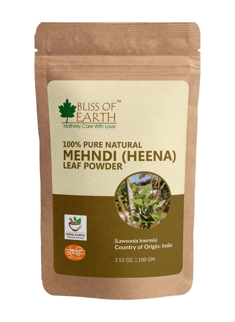 BLISS OF EARTH 100% Pure & Natural Henna Powder 100GM Natural Hair Color Shiny Hair  Mehandi Powder 100gm  - Image 1