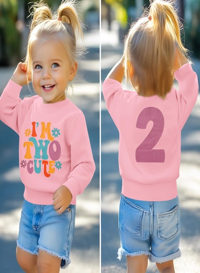 KEKEMI Birthday Sweatshirt for Toddler Girl I’M Two Cute Birthday Girl Outfit 2T B-Day Party Long Sleeve Shirt Cute Fall Tops(Pink,2T) - Image 3