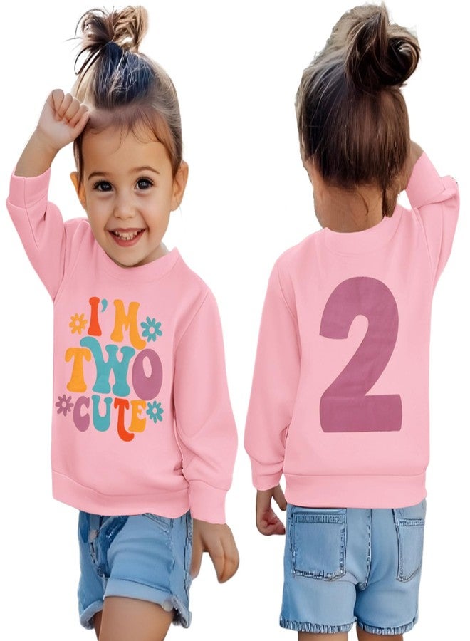 KEKEMI Birthday Sweatshirt for Toddler Girl I’M Two Cute Birthday Girl Outfit 2T B-Day Party Long Sleeve Shirt Cute Fall Tops(Pink,2T) - Image 1