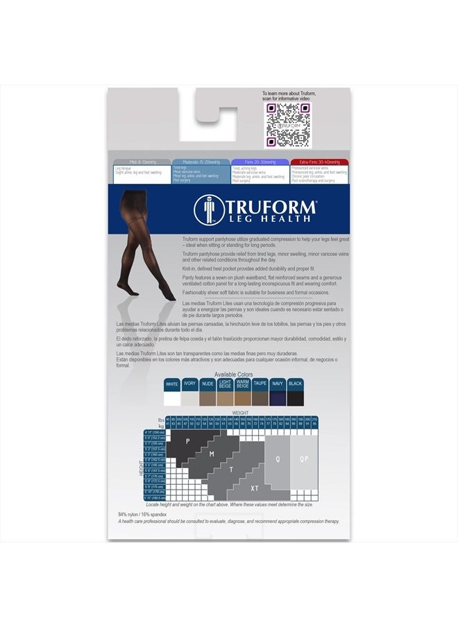 Truform - Sheer Maternity Pantyhose, 15-20 mmHg Compression, Tummy Support, 20 Denier, Beige, Medium - Image 1
