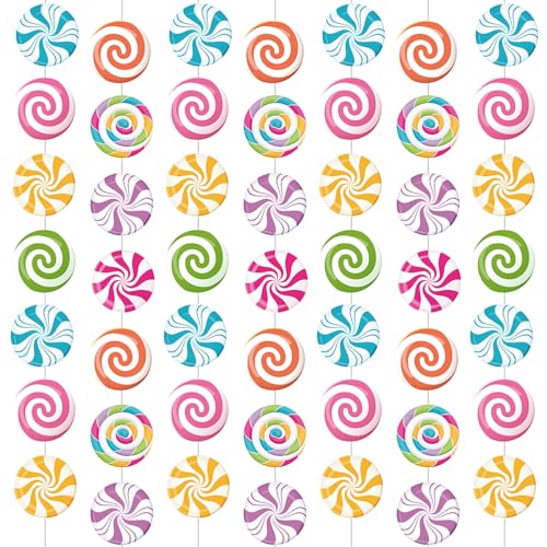Capoda 8 Pieces Candy Party Decorations Candyland Paper Garlands Candy Paper Cutouts Lollipop Garland Banner Sweet Hanging Decor for Birthday Theme Party Supplies - Image 1