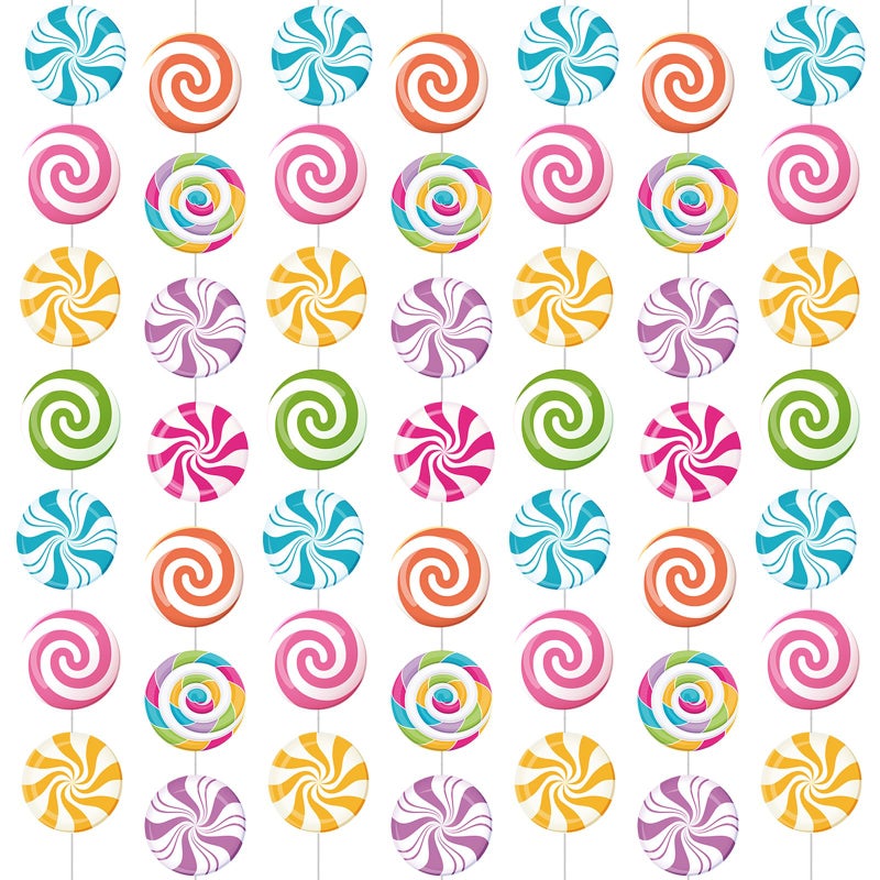 Capoda 8 Pieces Candy Party Decorations Candyland Paper Garlands Candy Paper Cutouts Lollipop Garland Banner Sweet Hanging Decor for Birthday Theme Party Supplies - Image 2