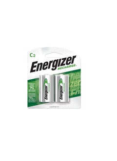 Energizer Energizer NH35BP-2 Precharged Recharg Battery, C, NiMh, PK2 Lighting, 2 Count (Pack of 1), Green and Silver  - Image 1