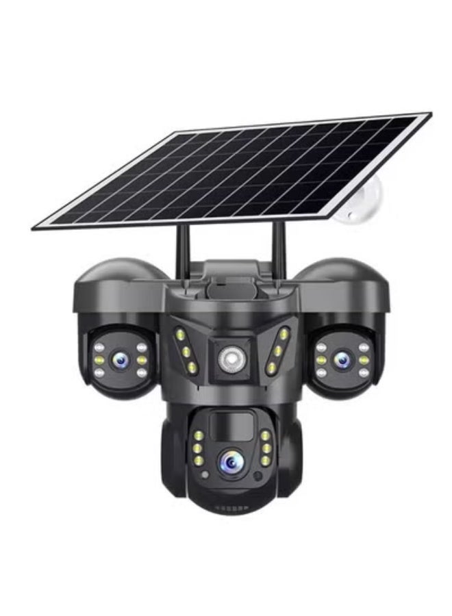 TIGER “6MP Triple-Lens Solar 4G Outdoor Security Camera with AI Human Detection – Two-Way Audio, PTZ Pan-Tilt, Night Vision, IP66 Waterproof, Cloud & SD Storage, Wireless Smart Monitoring for Home, Garden, Office, and Commercial Security.” - Image 1