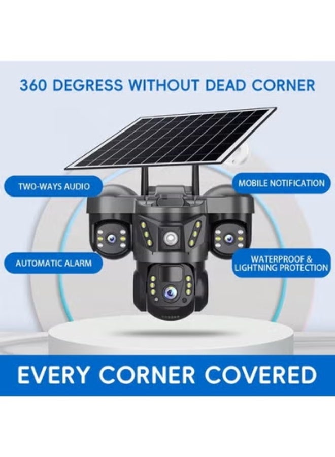 TIGER “6MP Triple-Lens Solar 4G Outdoor Security Camera with AI Human Detection – Two-Way Audio, PTZ Pan-Tilt, Night Vision, IP66 Waterproof, Cloud & SD Storage, Wireless Smart Monitoring for Home, Garden, Office, and Commercial Security.” - Image 2