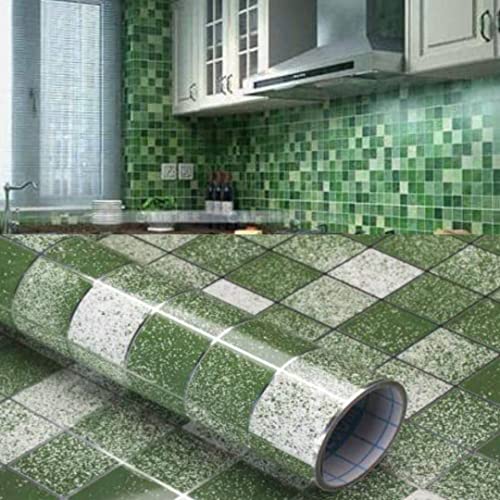 JB Export Waterproof Wall Stickers for Kitchen, Self Adhesive Wallpaper Stickers Kitchen,Bedroom, Living Room Furniture Waterproof and Oil Proof. (Mosaic Pattern Wallpaper Green (60 * 200) - Image 1