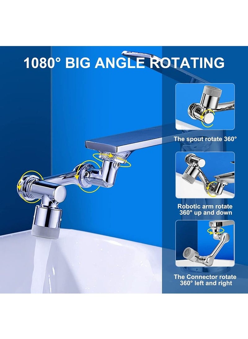Excellence - 1080° Rotating Faucet Extender Aerator, Color You Universal Splash Filter Faucet, Big Angle Spray Aerator Faucet Extender, Dual Sprayer Bathroom Sink Faucet Aerator for Face Wash and Gargle - Image 1