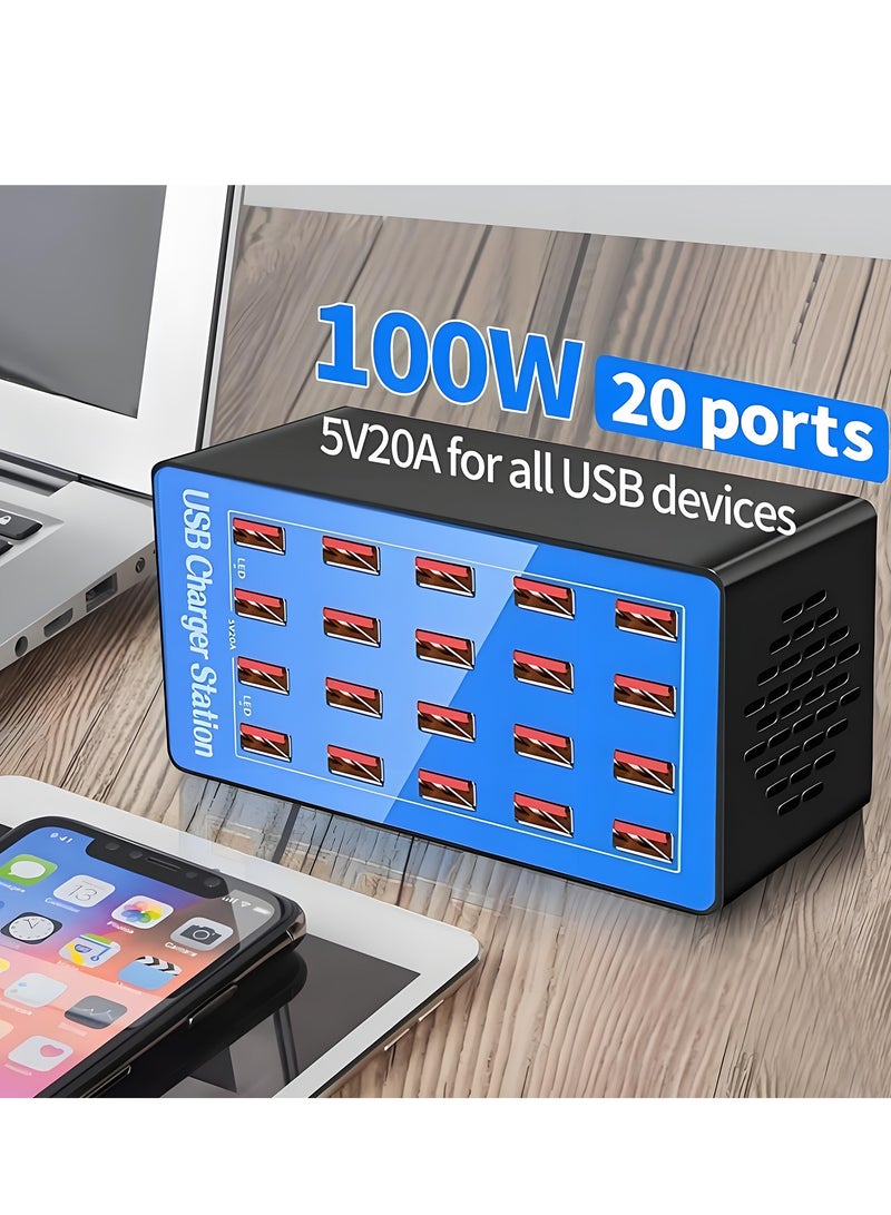 McDou USB Charger Station, 20-Port 100W/20A Multiple USB Charging Station, Multi-Port Charger, Charging Hub for Charging Smartphones, Tablets, and Other USB Devices. - Image 3