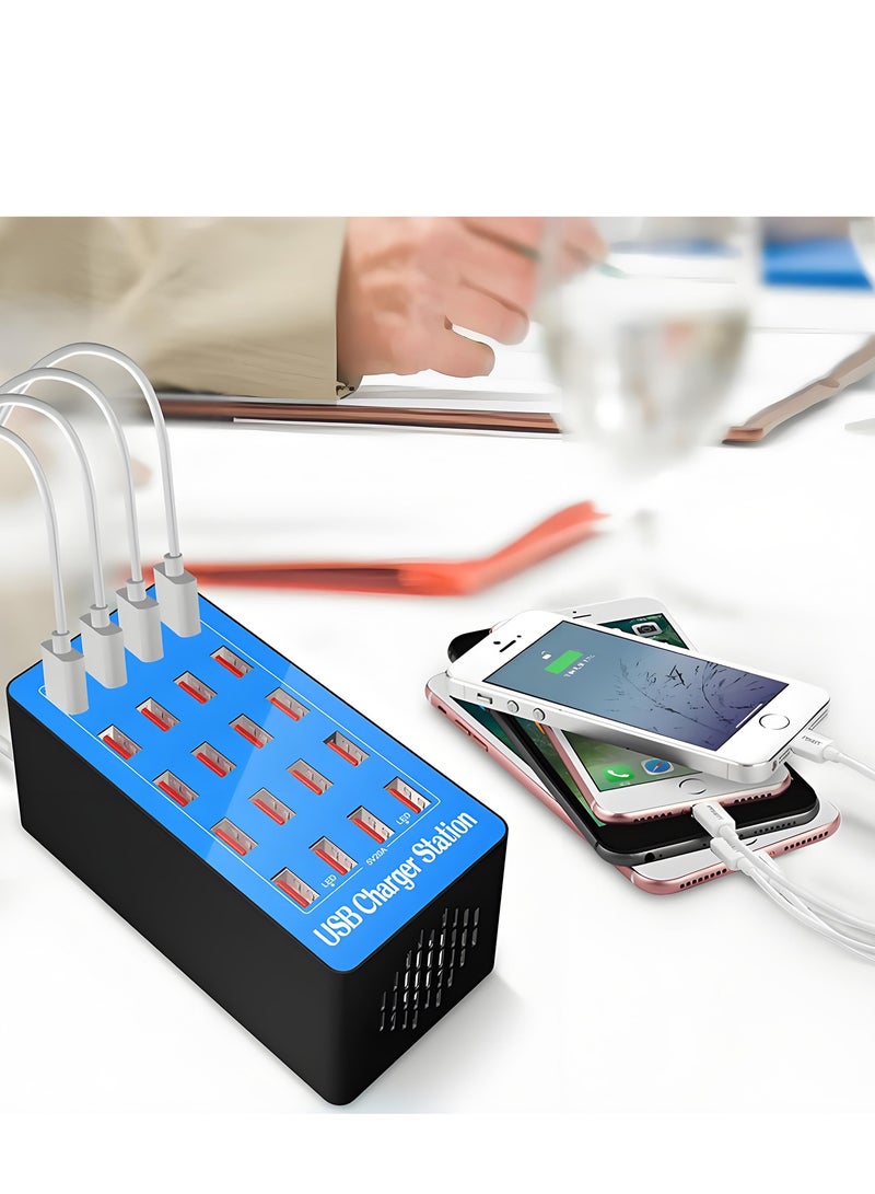McDou USB Charger Station, 20-Port 100W/20A Multiple USB Charging Station, Multi-Port Charger, Charging Hub for Charging Smartphones, Tablets, and Other USB Devices. - Image 1