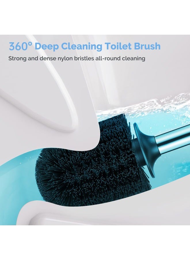 HAMITOR Toilet Plunger and Bowl Brush Set: 2 in 1 Stainless Steel Heavy Duty Toilet Cleaner Plunger with Holder Combo for Bathroom Cleaning - Modern Hideaway Bathroom Accessories with Caddy Stand - Image 5