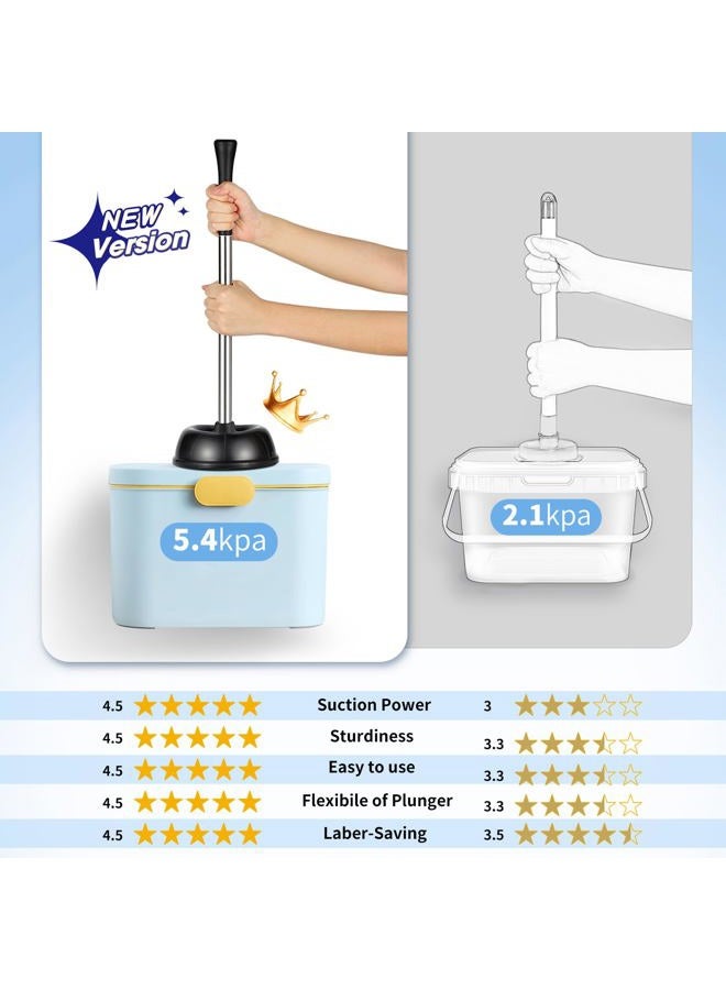 HAMITOR Toilet Plunger and Bowl Brush Set: 2 in 1 Stainless Steel Heavy Duty Toilet Cleaner Plunger with Holder Combo for Bathroom Cleaning - Modern Hideaway Bathroom Accessories with Caddy Stand - Image 2