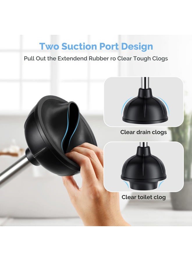 HAMITOR Toilet Plunger and Bowl Brush Set: 2 in 1 Stainless Steel Heavy Duty Toilet Cleaner Plunger with Holder Combo for Bathroom Cleaning - Modern Hideaway Bathroom Accessories with Caddy Stand - Image 4