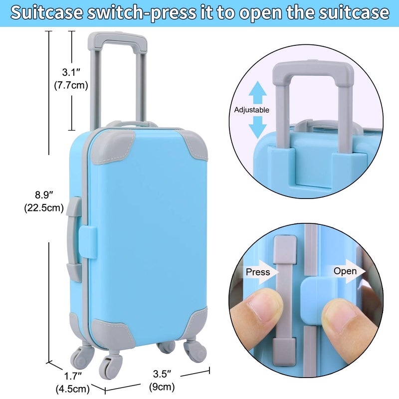 ZITA ELEMENT 22 Pcs 18 Inch Boy Doll Clothes Suitcase Set for 19 Inch Boy Doll Accessories Travel Carrier Storage, Including Suitcase Pillow Blindfold Sunglasses Camera Computer - Image 3