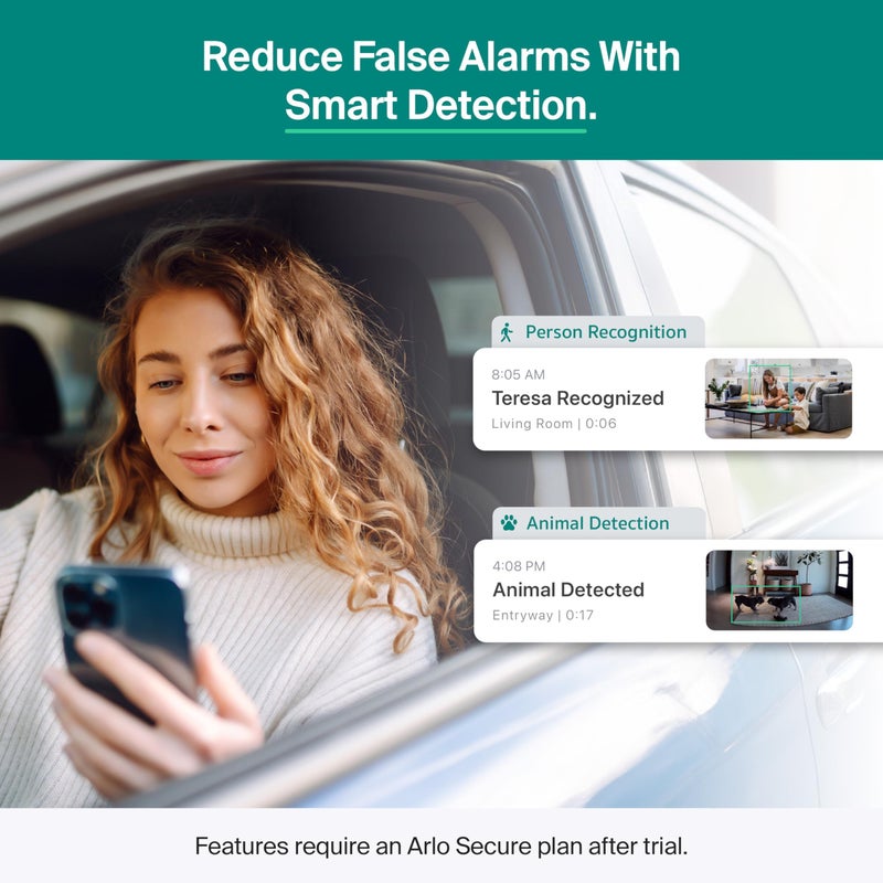 Arlo Essential Indoor Pan Tilt Security Camera 2K (2025 Release) + 6 Months of Secure Plus Plan - Wired Plug-in Power, Person Recognition, Animal Detection, Auto Motion Tracking, 1 Cam, Black - Image 2