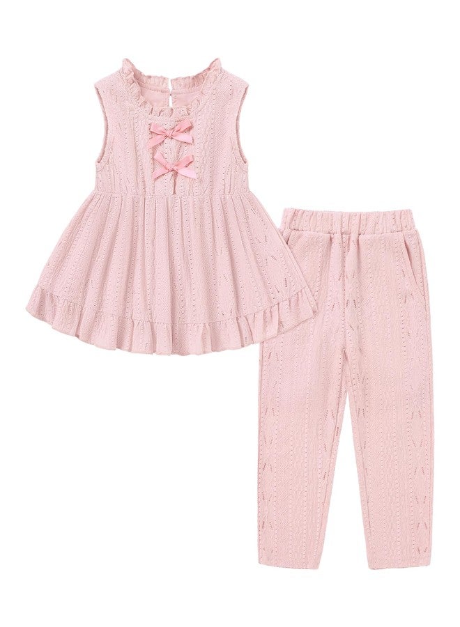 Latnnut Toddler Outfits For Girls Lovely Pink Princess Spring Summer Sleeve Top And Pants 2t 3t 2-3t - Image 1