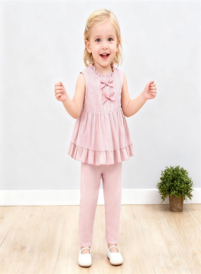 Latnnut Toddler Outfits For Girls Lovely Pink Princess Spring Summer Sleeve Top And Pants 2t 3t 2-3t - Image 3