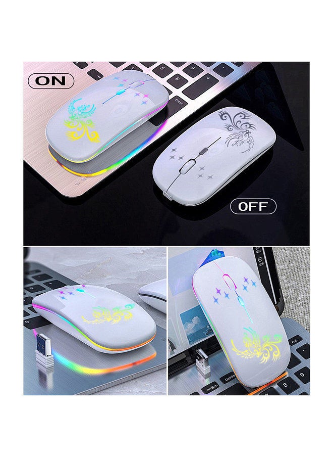 Generic - Wireless Optical Mouse 2.4G+BT3.0+BT5.2 3-mode Ergonomic Mouse Built-in 500mAh Rechargeable Battery for PC Laptop Silver - Image 1