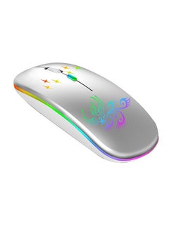 Wireless Optical Mouse 2.4G+BT3.0+BT5.2 3-mode Ergonomic Mouse Built-in 500mAh Rechargeable Battery for PC Laptop Silver