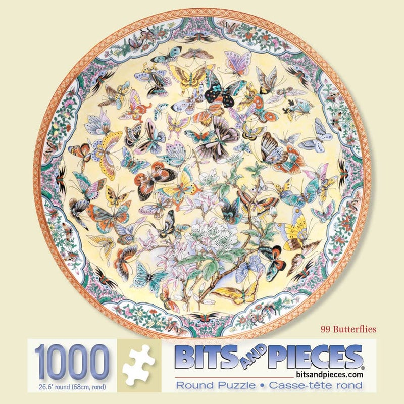 Bits and Pieces - 1000 Piece Round Puzzle - Ninety Nine Butterflies, Flowers and Butterflies - - 1000 pc Jigsaw - Image 2
