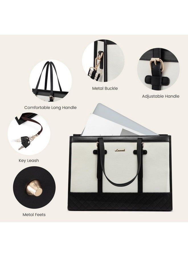 Lovevook LOVEVOOK Laptop Bag for Women 15.6 inch Canvas Laptop Tote Bag, Large Capacity Work Bag with Clutch Purse, Computer Bag Office Business Briefcase, Casual Handbag for Travel College Teacher School  - Image 5