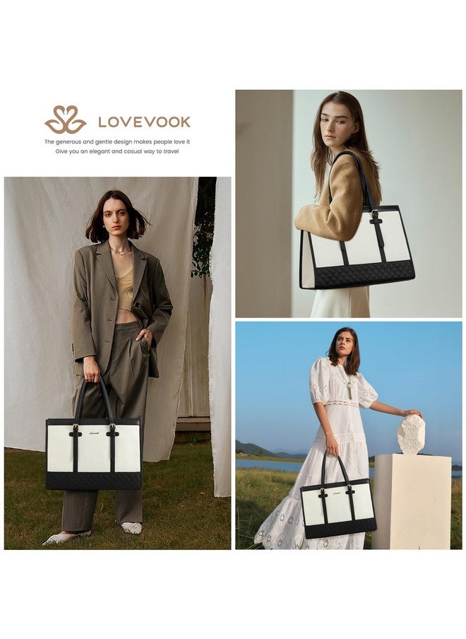Lovevook LOVEVOOK Laptop Bag for Women 15.6 inch Canvas Laptop Tote Bag, Large Capacity Work Bag with Clutch Purse, Computer Bag Office Business Briefcase, Casual Handbag for Travel College Teacher School  - Image 2