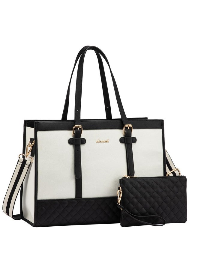 Lovevook LOVEVOOK Laptop Bag for Women 15.6 inch Canvas Laptop Tote Bag, Large Capacity Work Bag with Clutch Purse, Computer Bag Office Business Briefcase, Casual Handbag for Travel College Teacher School  - Image 1