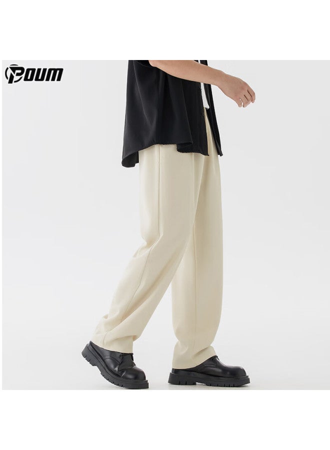 Poum Trendy Draping Dress Pants For Men, Autumn And Winter Style, Loose-fitting Athletic Quick-dry Wide-leg Trousers Ym13 Khaki 3XL - Image 5