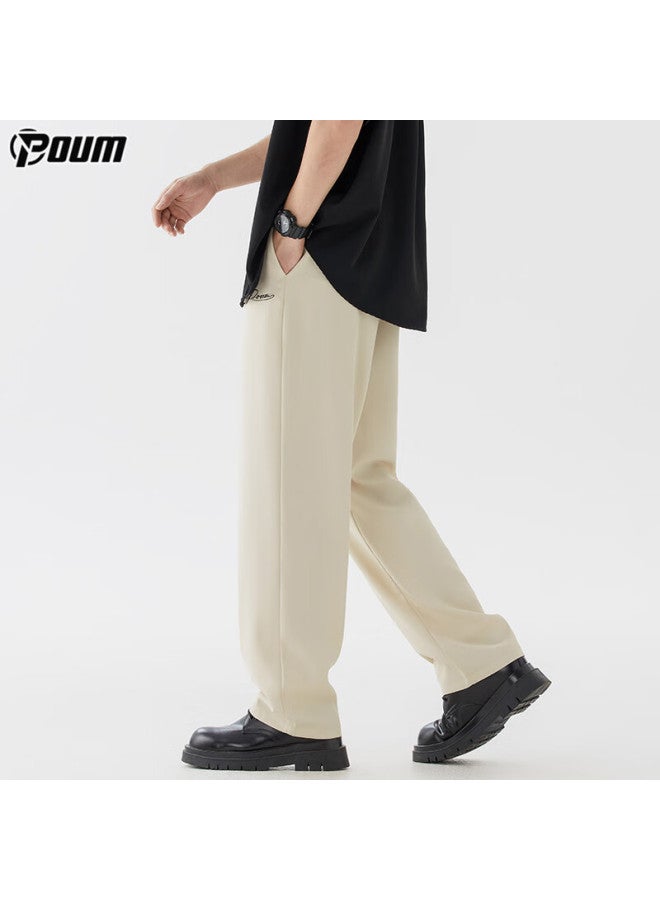 Poum Trendy Draping Dress Pants For Men, Autumn And Winter Style, Loose-fitting Athletic Quick-dry Wide-leg Trousers Ym13 Khaki 3XL - Image 2