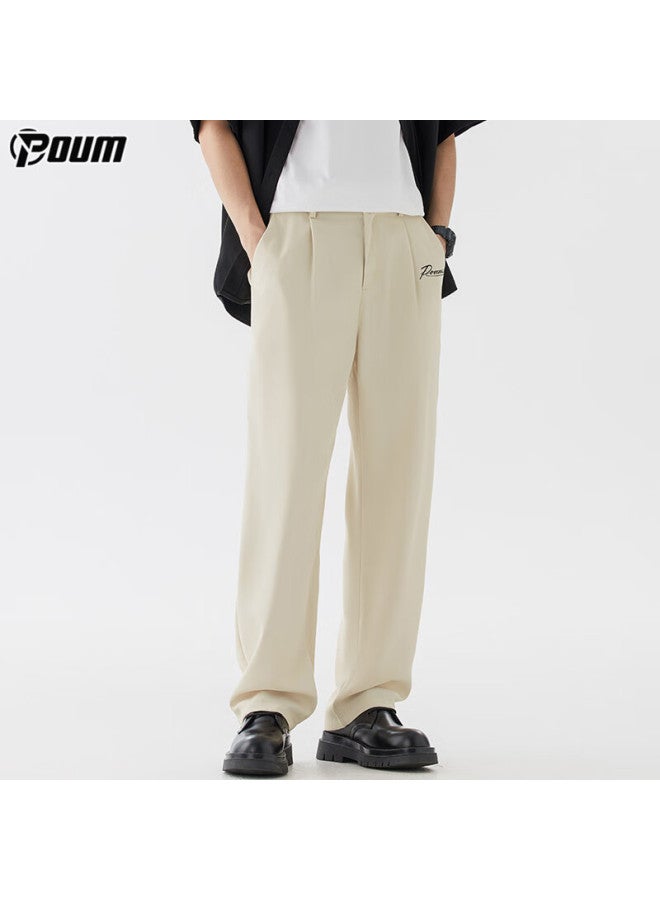 Poum Trendy Draping Dress Pants For Men, Autumn And Winter Style, Loose-fitting Athletic Quick-dry Wide-leg Trousers Ym13 Khaki 3XL - Image 3