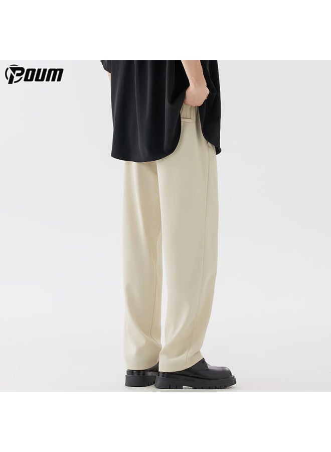 Poum Trendy Draping Dress Pants For Men, Autumn And Winter Style, Loose-fitting Athletic Quick-dry Wide-leg Trousers Ym13 Khaki 3XL - Image 4