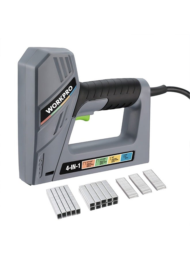 WORKPRO WORKPRO Electric Corded 4-in-1 Nail Gun, Professional Stapler for Wood Upholstery, Crafts, Framing, Decoration, DIY, Including 3000PCS of Staples and Nails  - Image 1