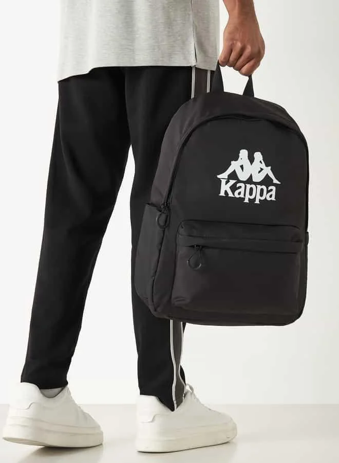 كابا Kappa Logo Print Backpack with Adjustable Straps and Zip Closure
