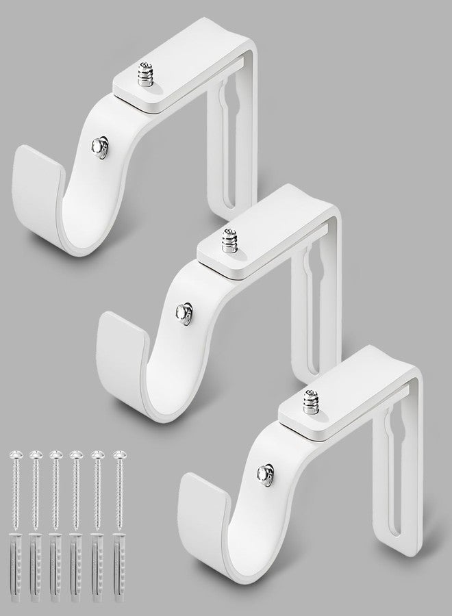LLPJS Curtain Rod Bracket Adjustable, Drapery Rod Holder Hooks Support Hangers for 1 inch Diameter Window Curtain Rods (White, 3-Pack) - Image 1