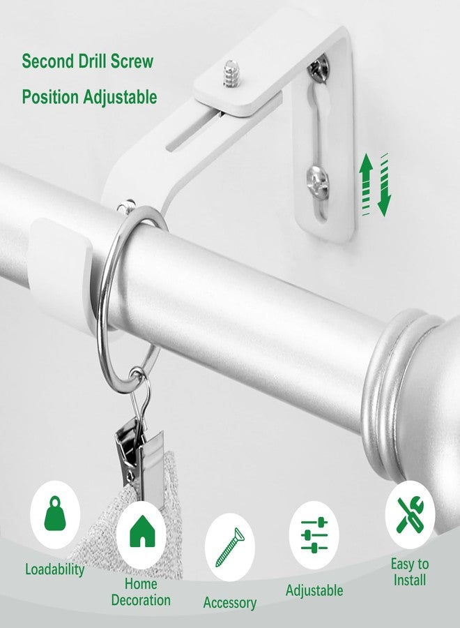 LLPJS Curtain Rod Bracket Adjustable, Drapery Rod Holder Hooks Support Hangers for 1 inch Diameter Window Curtain Rods (White, 3-Pack) - Image 4