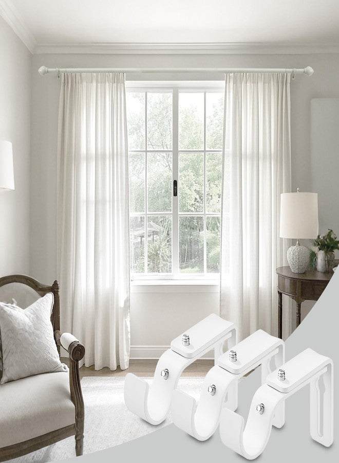LLPJS Curtain Rod Bracket Adjustable, Drapery Rod Holder Hooks Support Hangers for 1 inch Diameter Window Curtain Rods (White, 3-Pack) - Image 5