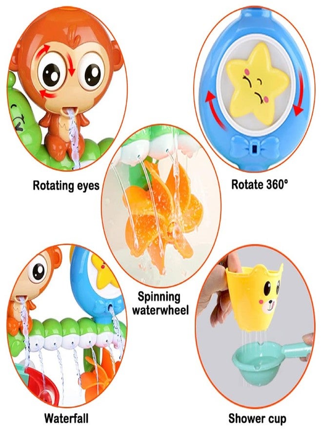 G-WACK Bath Toys for Toddlers Age 1 2 3 Year Old Girl Boy, Preschool New Born Baby Bathtub Water Toys, Durable Interactive Multicolored Infant Toy, Lovely Monkey Caterpillar, 2 Strong Suction Cups - Image 2