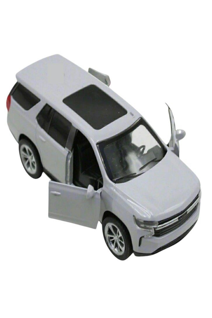 داي كاست سيارة شيفروليه تاهو SUV نموذج مصبوب بمقياس 1/46 مع أضواء وصوت – سيارة رياضية مصنوعة من سبيكة معدنية مصبوبة – أبواب أمامية تفتح – الحجم حوالي 12.7 سم (بدون علبة - رمادي) - Image 4