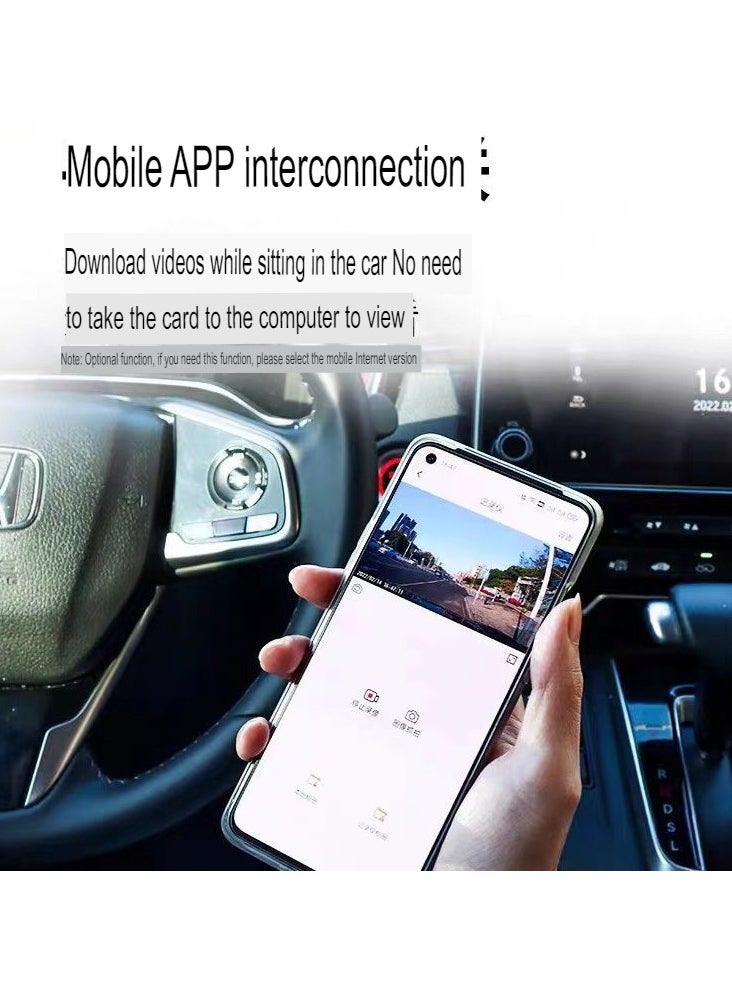 Dash Cam With Wifi, 1296p Driving Recorder Wide Angle Lens 24 Hours Parking Surveillance, Waterproof Driving Recorder Cam For Car, 4-inch dual recording 1296P+WIFI mobile phone interconnection