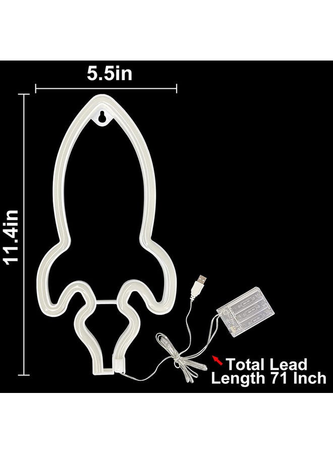 Neon Sign LED Rocket Shape Light Wall Decor Pink/Blue 14 x 29cm - Image 3