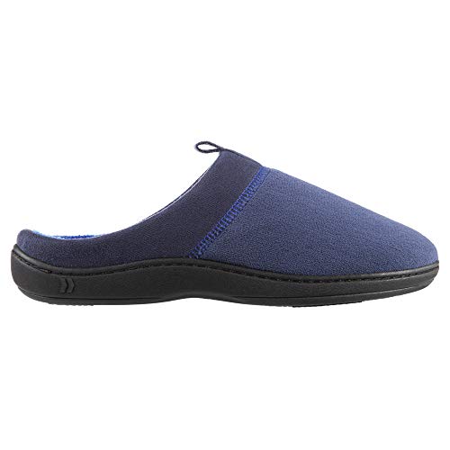 Isotoner Men's Classic Microterry Slippers - Cooling Gel-Infused Memory Foam, Indoor/Outdoor Soles, Machine Washable, Microterry Navy Blue, 8-9 - Image 1