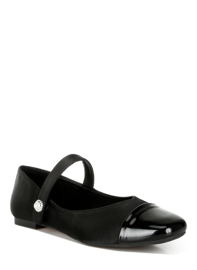 London Rag Black Patent Toe Cap Satin Mary Jane