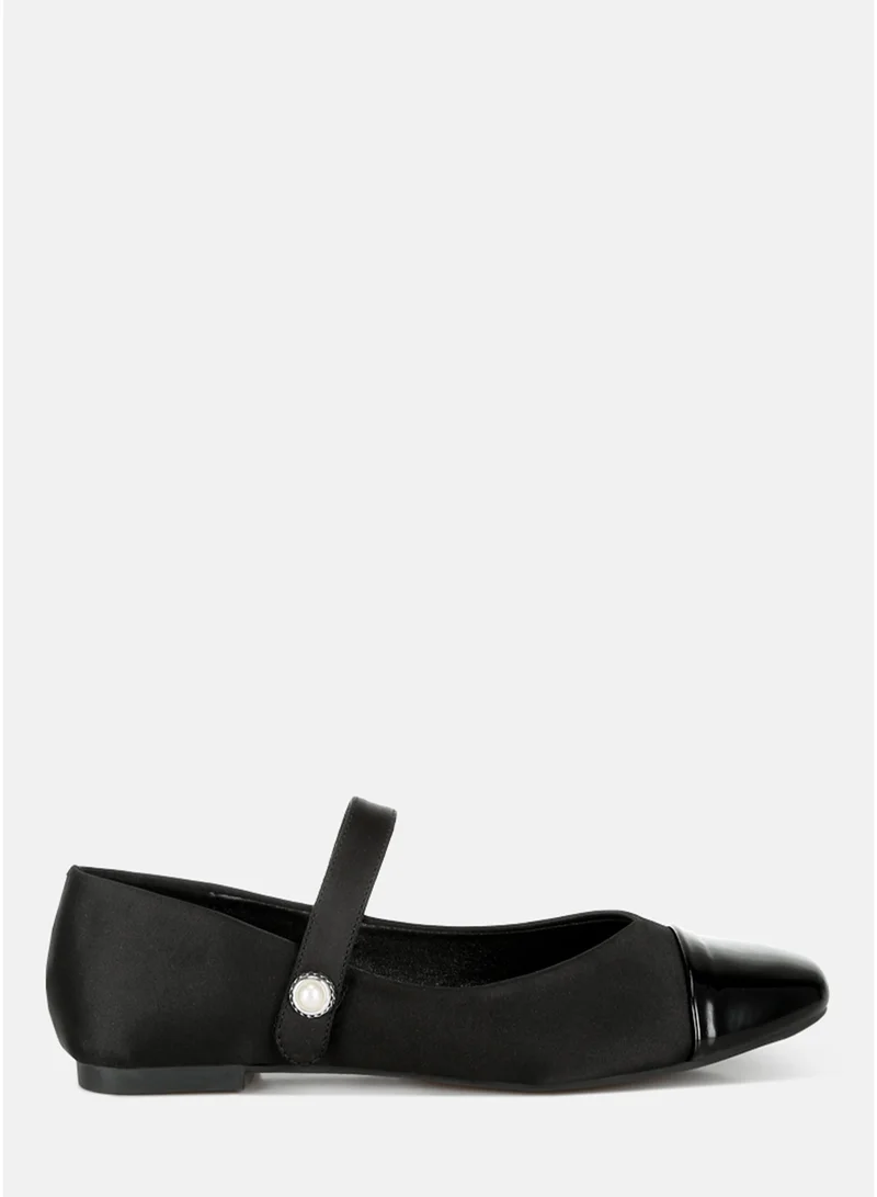 Black Patent Toe Cap Satin Mary Jane