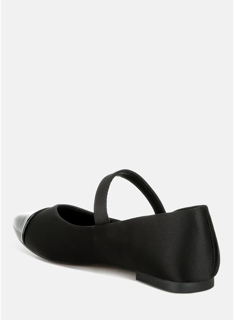 London Rag Black Black Patent Toe Cap Satin Mary Jane for Women | Best Price UAE