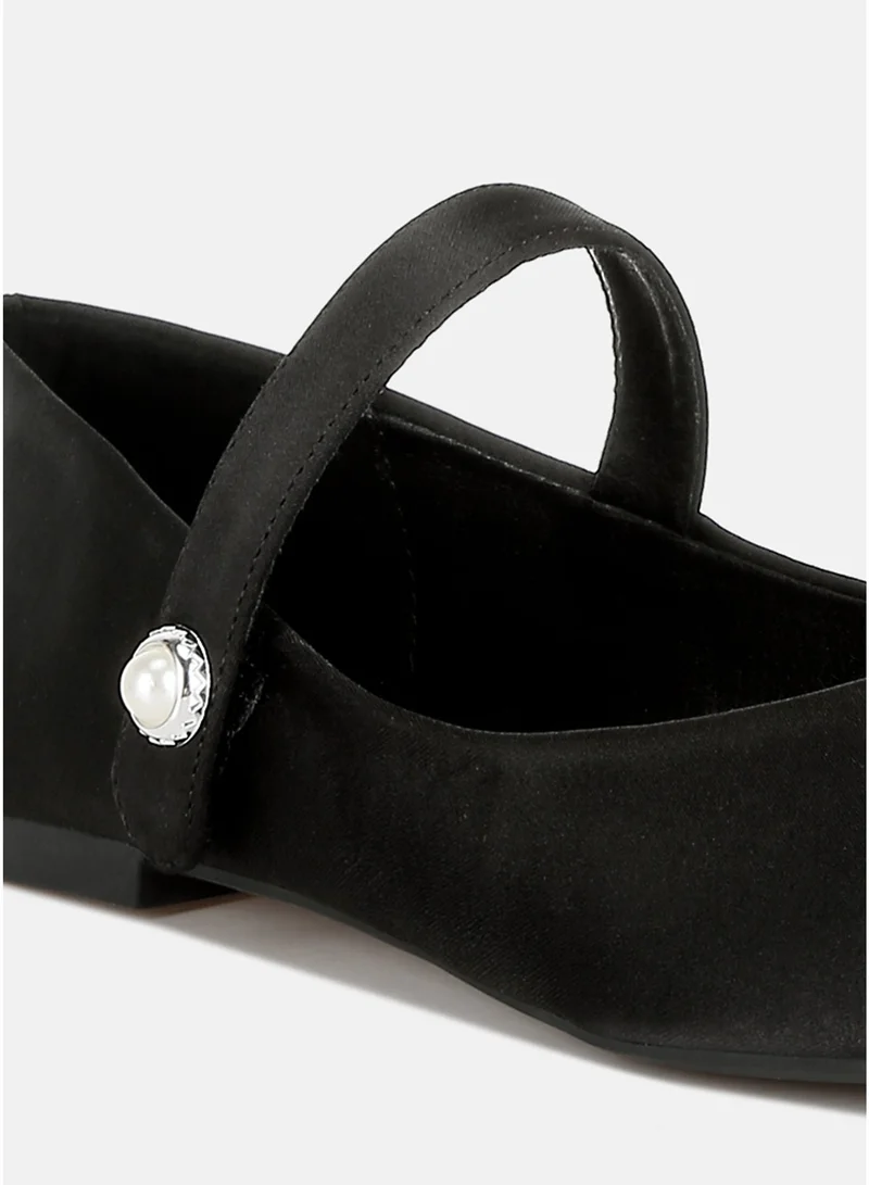 London Rag Black Black Patent Toe Cap Satin Mary Jane for Women | Best Price UAE