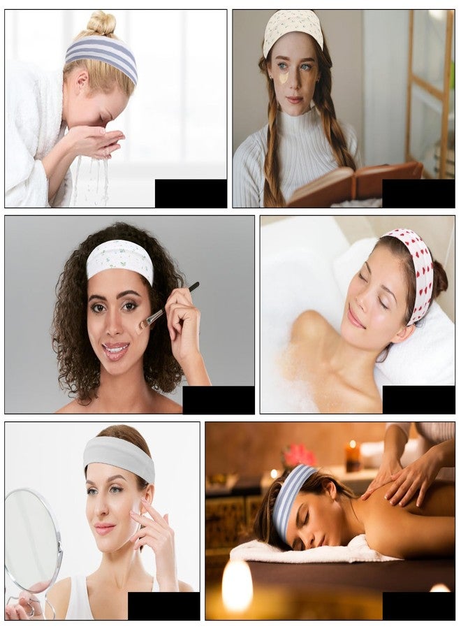 KIUEZIR 6 Pack Stretchy Wide Headbands for Women - Soft Fabric Cute Heart/Floral/Stripe Hair Bands for Face Washing Makeup Workout - Image 4