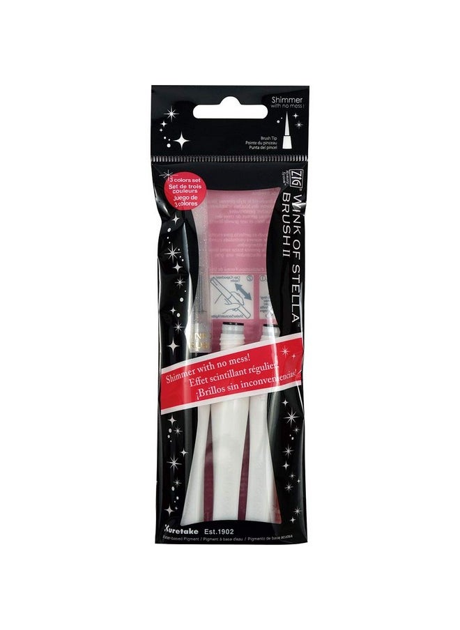 Kuretake - Zig Wink Of Stella Brush Ii Glitter Clear & 2 Refills Shimmer And Sparkle Pens For Card Making Craft Made In Japan - Image 1