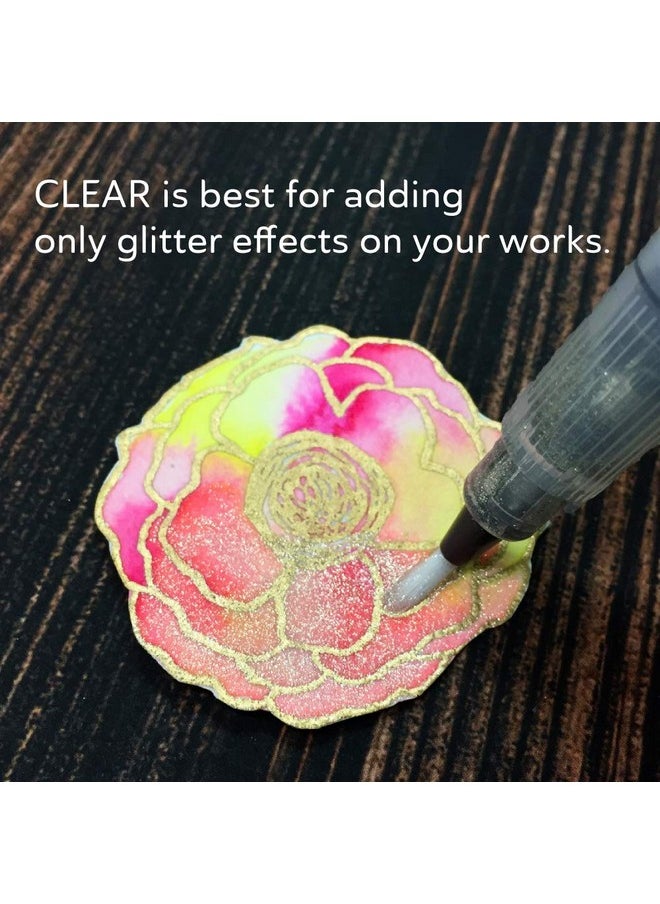 Kuretake - Zig Wink Of Stella Brush Ii Glitter Clear & 2 Refills Shimmer And Sparkle Pens For Card Making Craft Made In Japan - Image 1