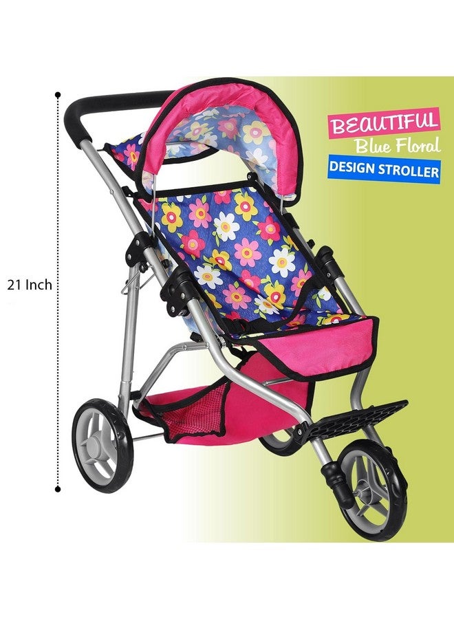 fash n kolor® Baby Doll Stroller Gift for Kids, Toy Doll Stroller with Adjustable Canopy & Storage Basket Push Pram Baby Stroller for Dolls - Foldable Doll Stroller for Pretend Play Dolls Accessories - Image 2