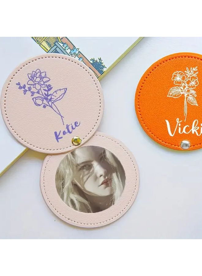 Purple Personalized Compact Mirror 5pcs Custom Name Text Elegant Floral Design Pastel Colors for Women - Image 5